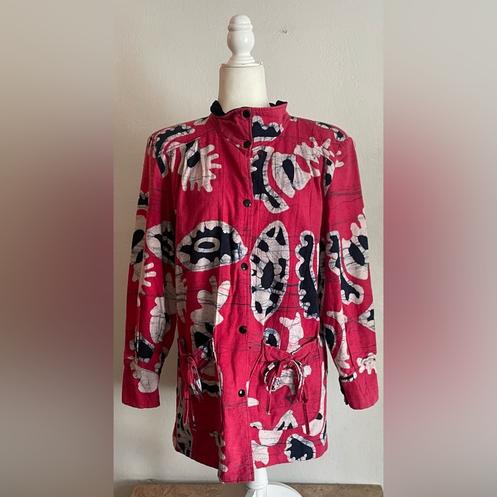 Reversible Batik Tie Dye Snap Button Front Pocket… - image 2